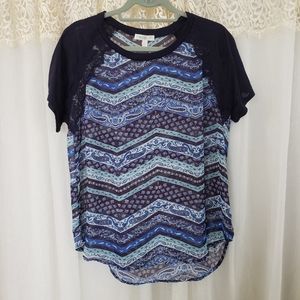 love, Fire Blue Shear XL Top w/ Lace 0221